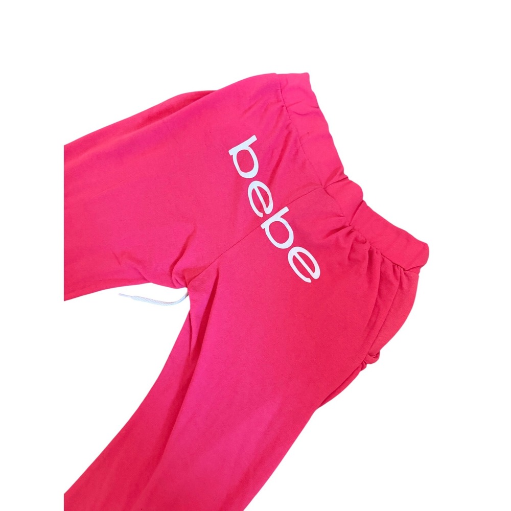 Y2K 2000s style Bebe Sleepwear Pink Joggers Sweatpants lace up Drawstring Lounge - Picture 7 of 8